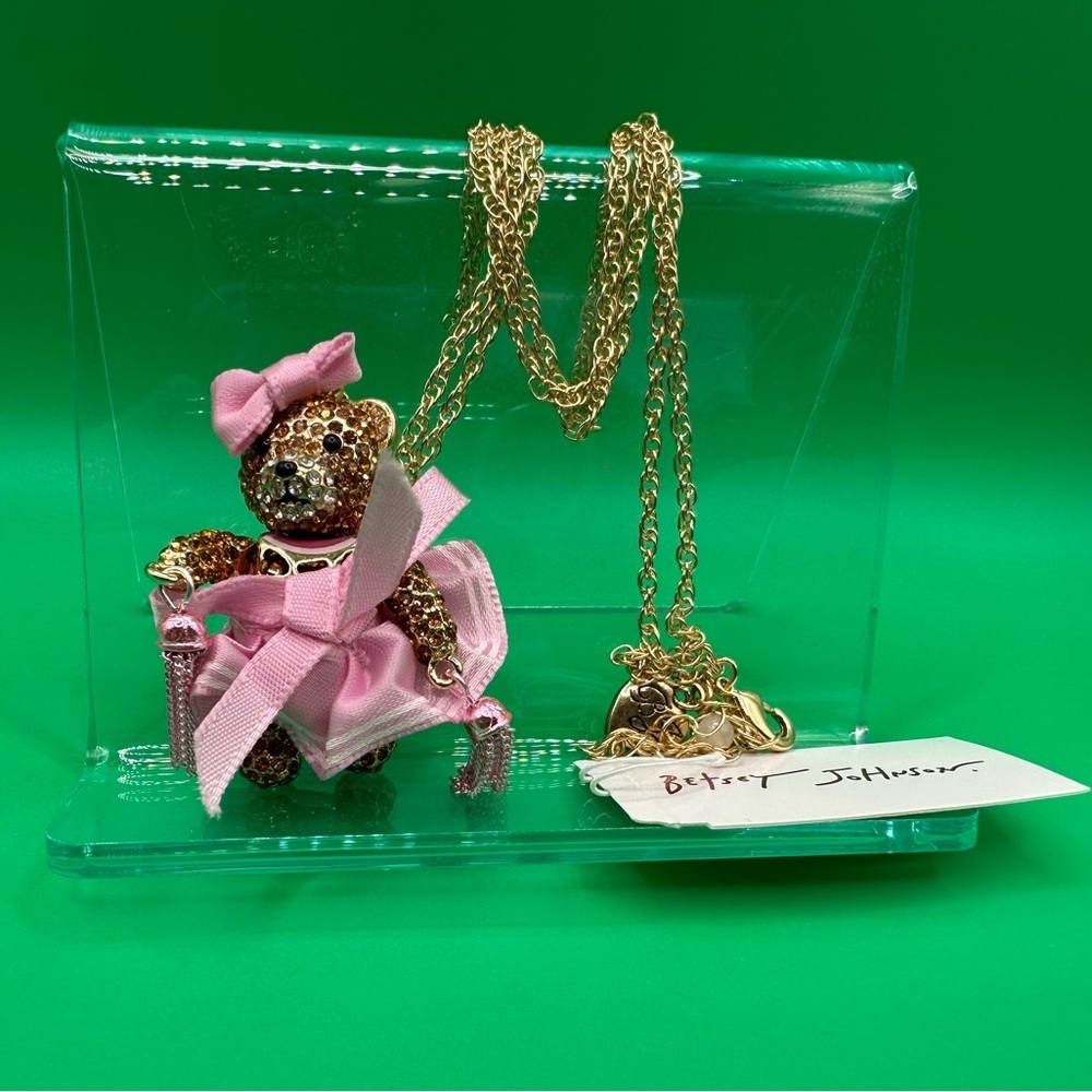 Betsey Johnson Cheerleader Bear Pendant Necklace NWT